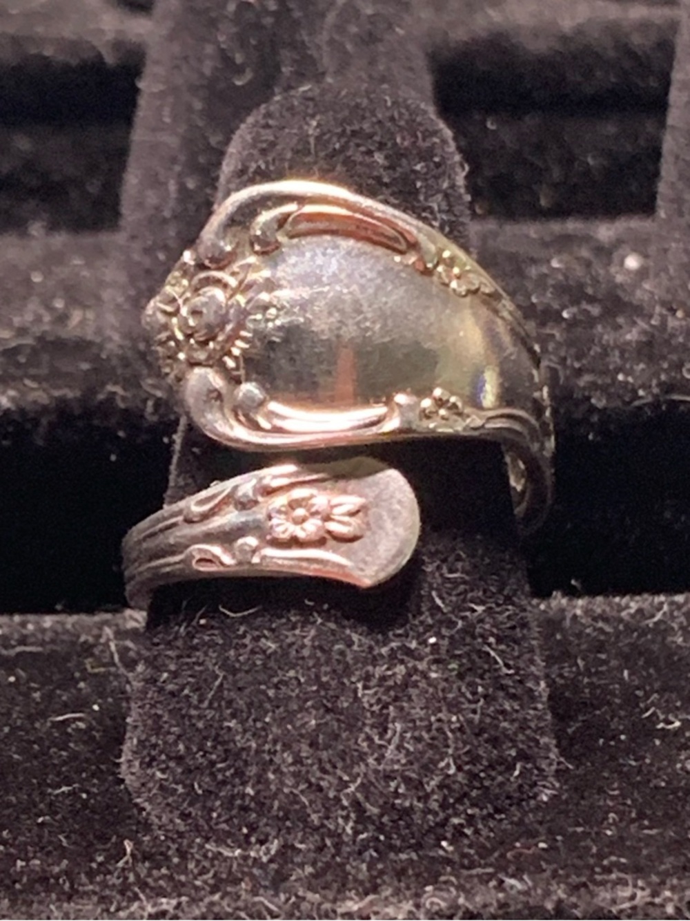 Hand Crafted Silver Floral Spoon Ring - Silver Band